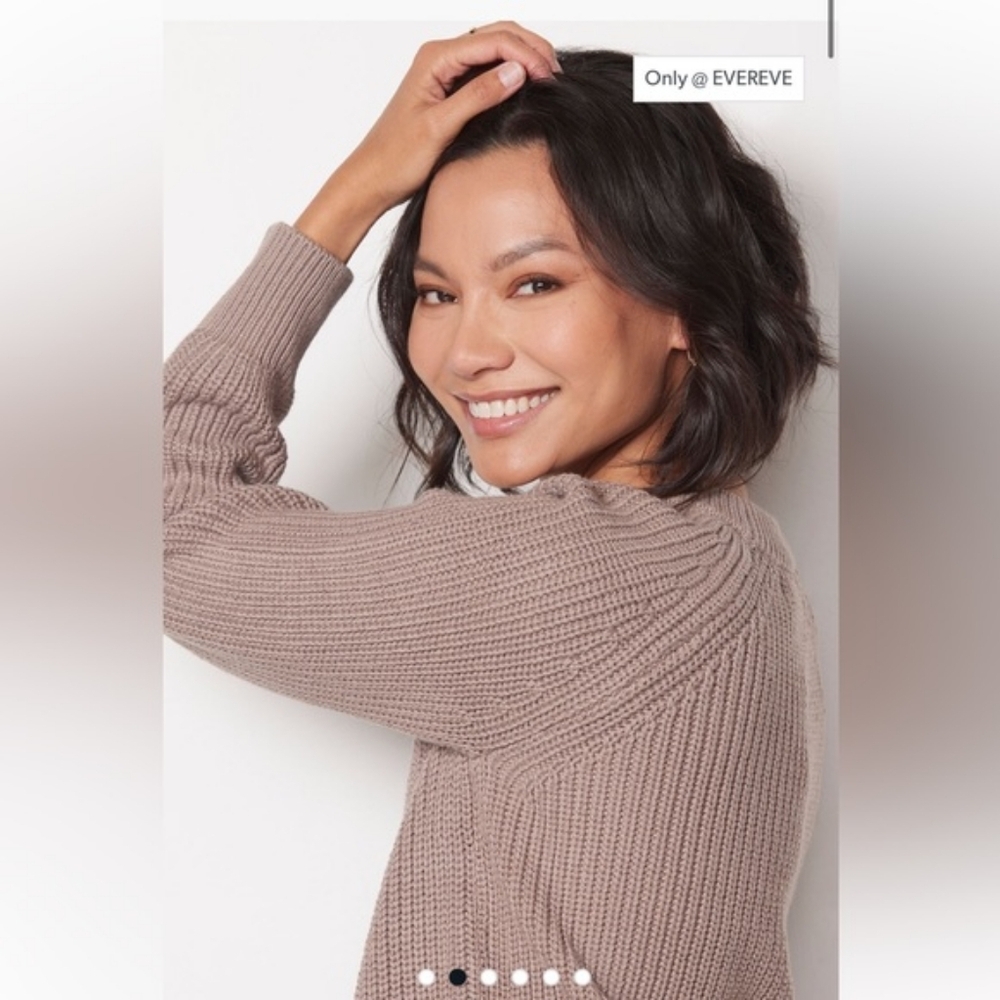 Evereve Ava Classic Knit Pullover Sweater Mauve Mushroom - Picture 6 of 12